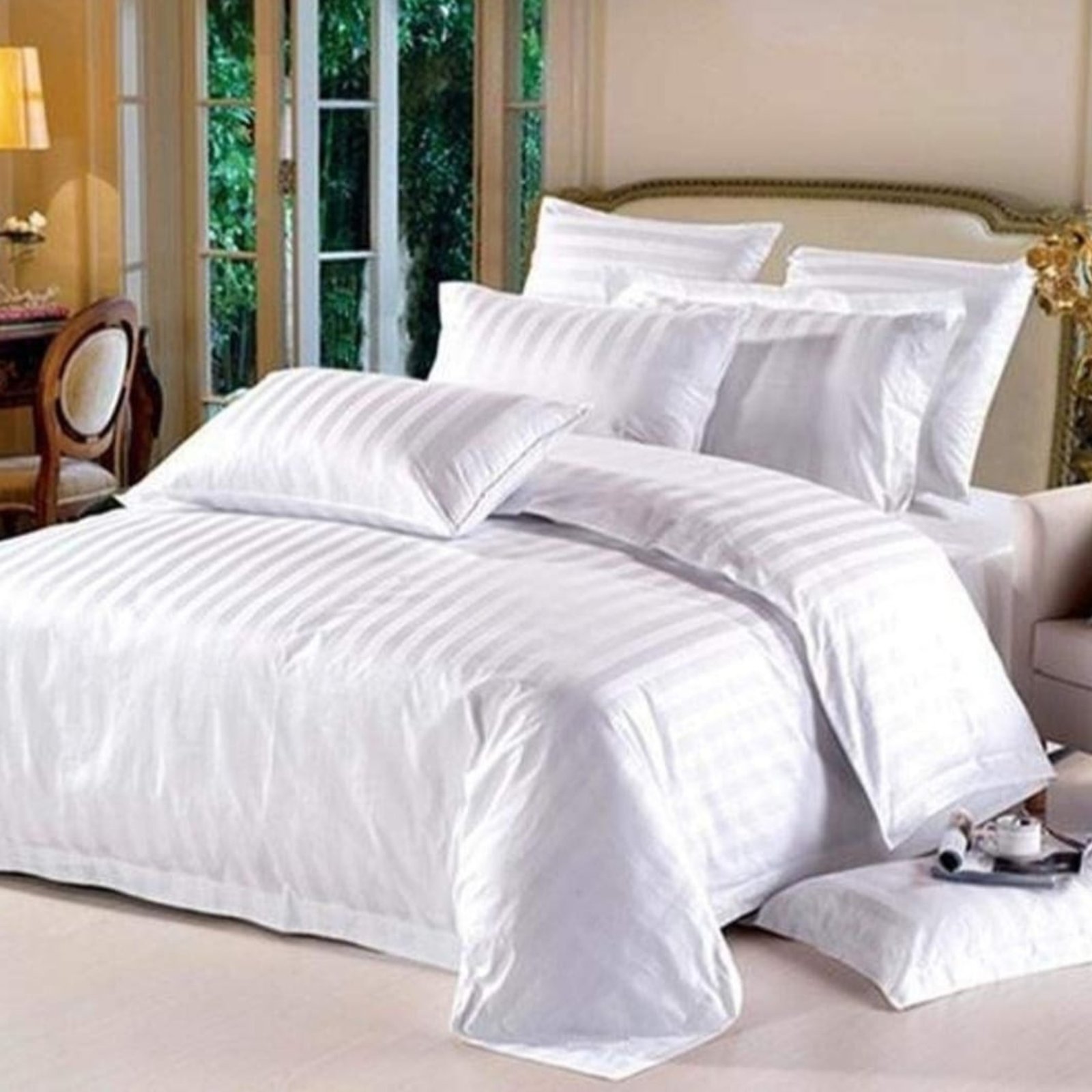 Cotton White Hotel Double Bed Sheet 